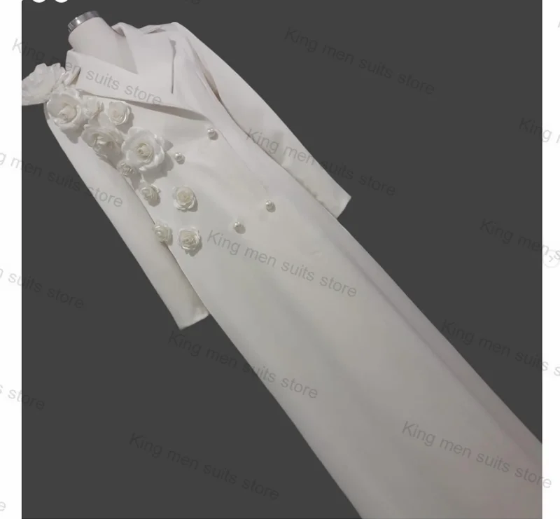 Luxury Floral Women Suit Long Blazer 3D Flower Cotton Overcoat Customized Formal Office Lady Wedding Prom Dress Jacket Coat