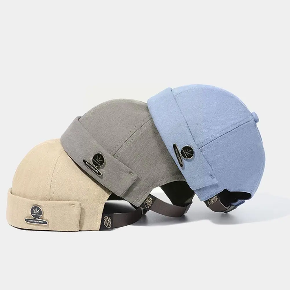 

Vintage Dome Hat Brimless Solid Color Casual Hip Hop Cuff Adjustable Cap Warm Casual Hat Men Rolled Fashion Women Brimless M8M1