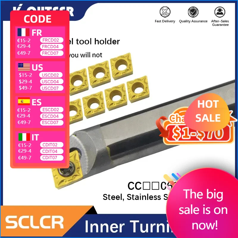 

C04H-SCLCR03 C08K-SCLCR06 C12M-SCLCR06 Tungsten steel cutter bar Internal hole Turning Tool CCMT carbide blade lathe tool set