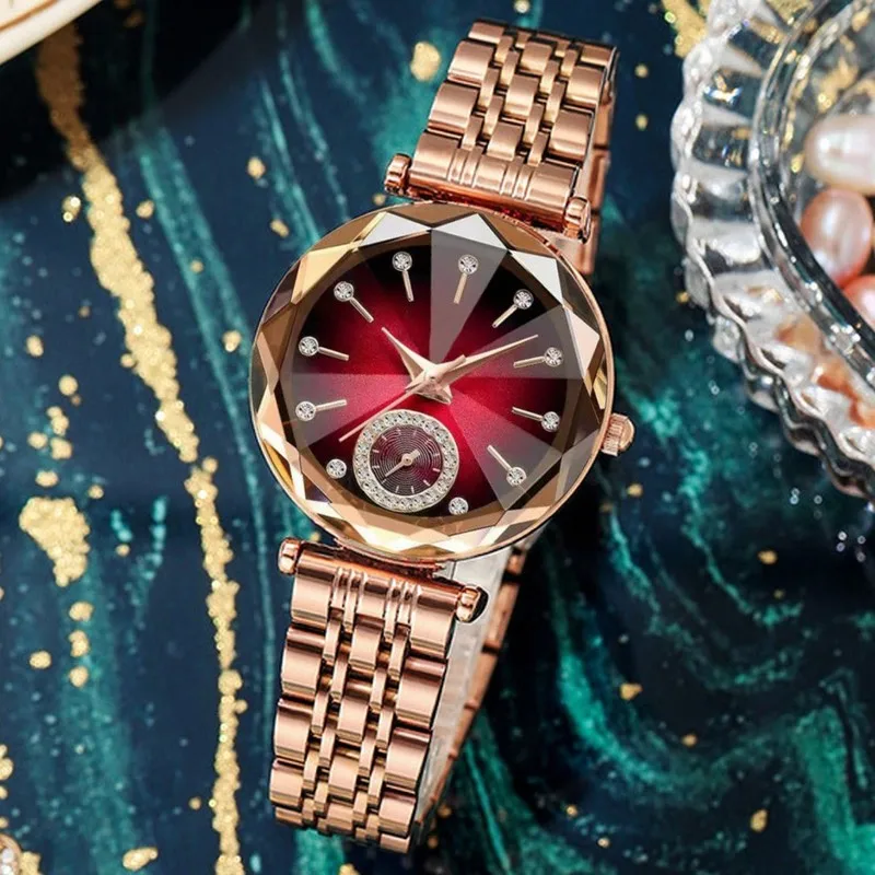 Fashion Women Quartz Watch Diamond Embellished Vintage Steel Band Alloy Strap Lady Watches Simple Casual Wristwatch Girl Student