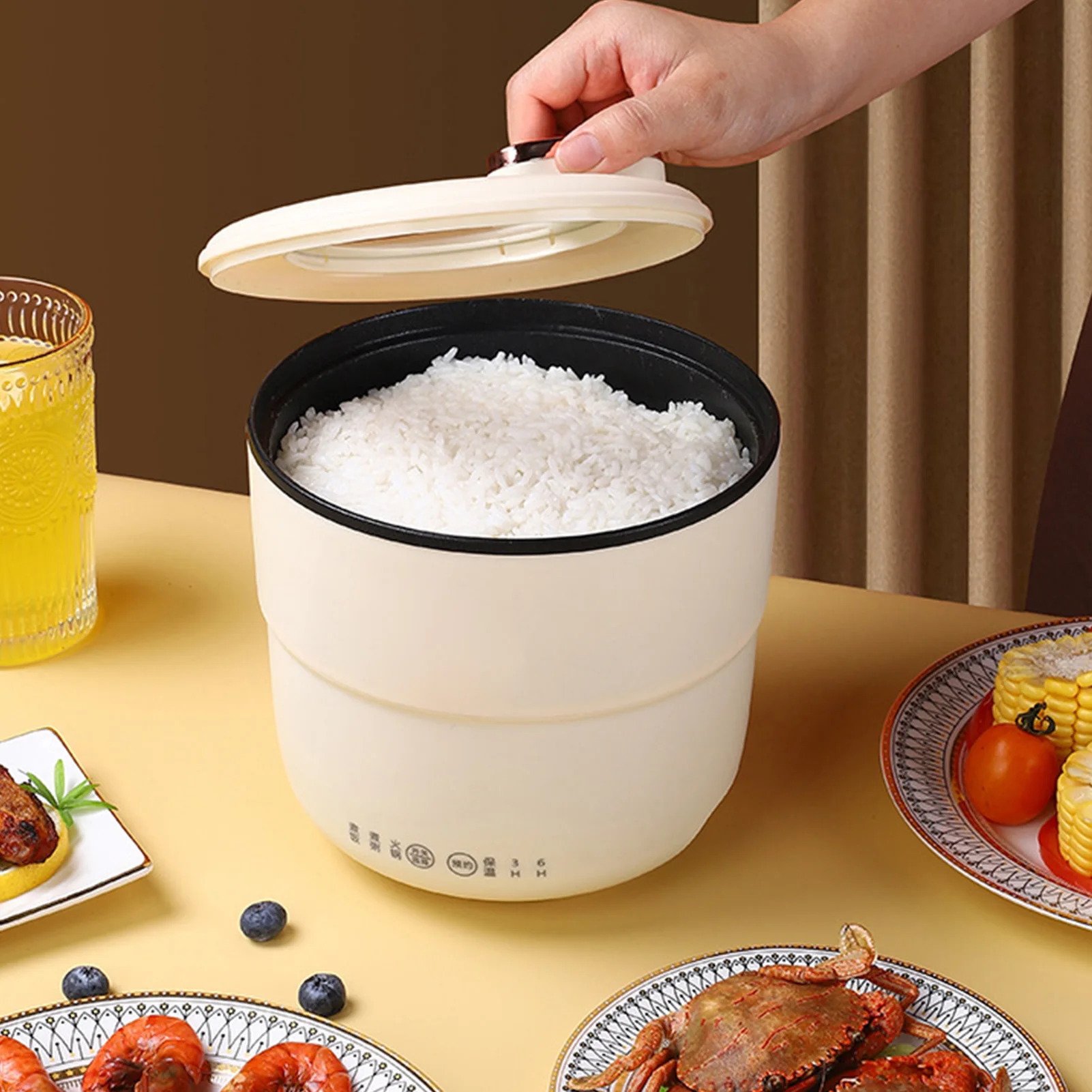 Mini olla arrocera portátil, olla arrocera eléctrica antiadherente pequeña de 1,8 L con protección contra sobrecalentamiento, apagado automático