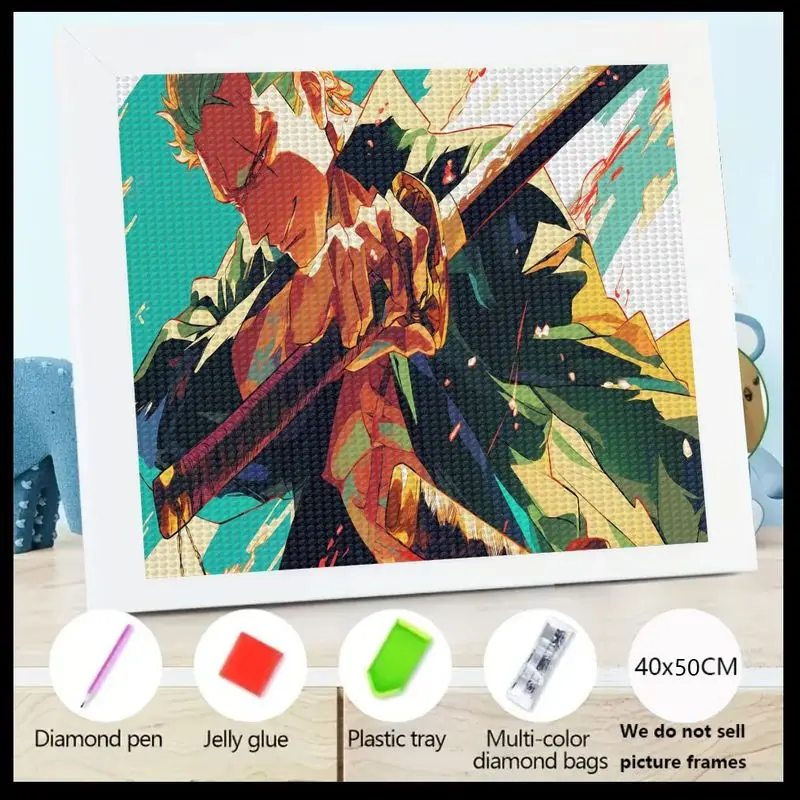 

1 шт. 5D DIY кристалл алмазная живопись комплект, цельный Ророноа Зоро аниме персонаж полная дрель горный хрусталь вышивка крестиком Ar