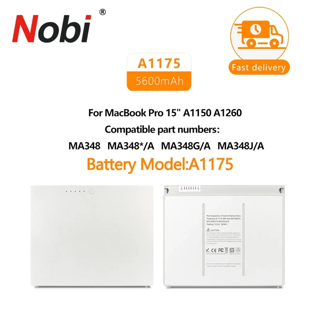 

NOBI A1175 Laptop Battery For Apple MacBook Pro 15" A1150 A1211 A1260 A1226 Laptop Batteries MA463 MA464 MA600 MA601 MA609 MA610