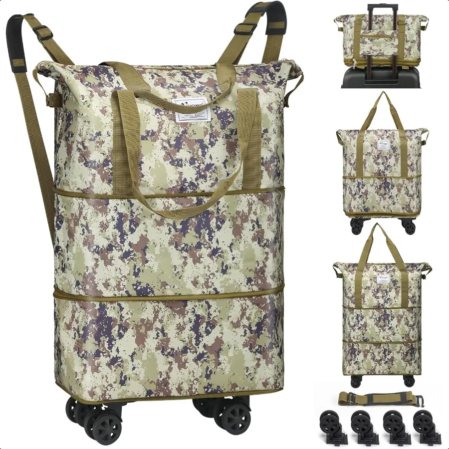 

Duffel Bag with Wheels Rolling Foldable Expandable Duffle Bag with Wheels for Travel Rolling Lage Carry On Bag with Wheels Larg