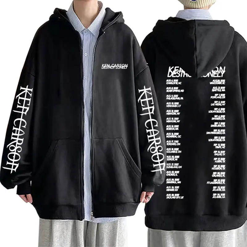 

Rapper Ken Carson Destroy Lonely Graphic Zipper Hoodie Men Hip Hop Oversized Zip Up Jacket Male Fashion Vintage Zip Up Hoodies