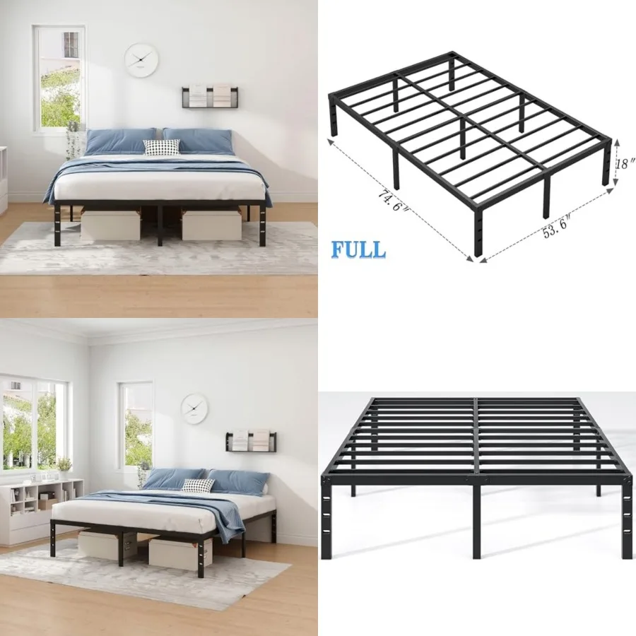 

Metal Bed Frame, Size Bed Frame with Storage Space, Heavy Duty Sturdy Mattress Foundation, Easy Assembly, No Box Sprg Needed, B