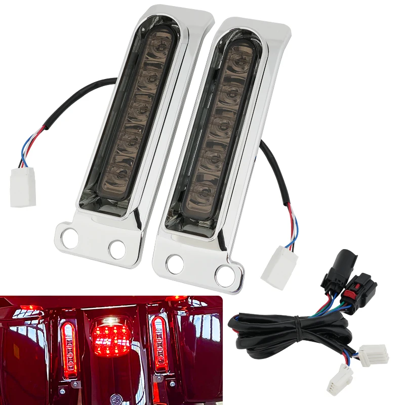 Motorcycle Chrome Smoke LED Saddlebag Run Brake Turn Signal Lights for Harley Touring Electra Street Glide Road King 2014-Up