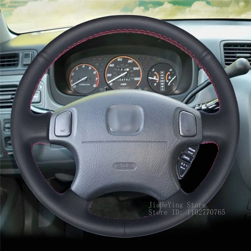 

DIY Hand-Stitched Non-slip Leather Steering Wheel Cover Wrap for Honda CRV CR-V Accord 6 1998-2003 Interior Accessories