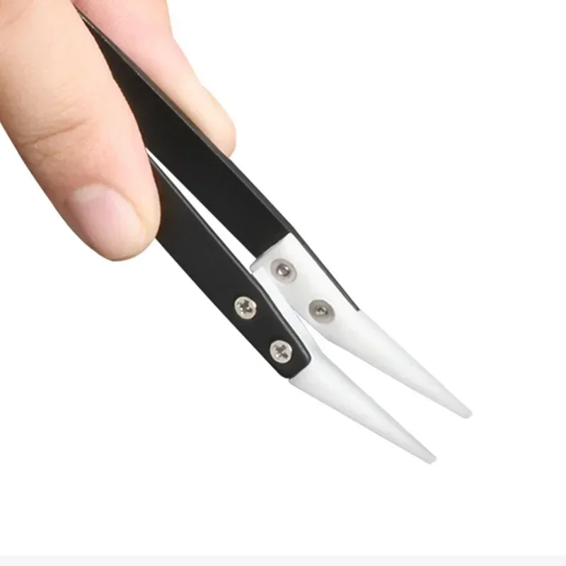 High-Precision Thickeneded Stainless Steel Curved Tip Clamping Tool Repair Tweezers Anti-Static Tweezers 1pcs