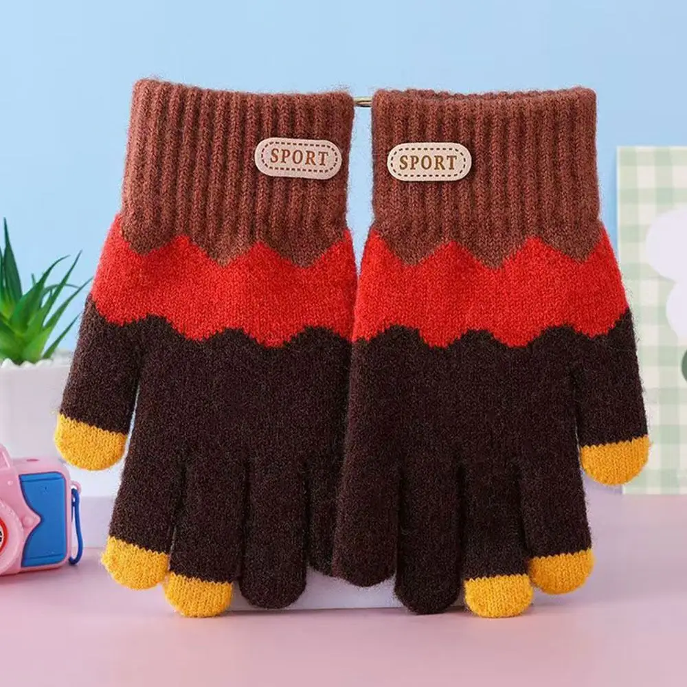 

Cute Kids Winter Gloves Windproof Coldproof Children Mittens Thicken Elastic Knitted Gloves for 6-14 Years Old Baby Boys Girls