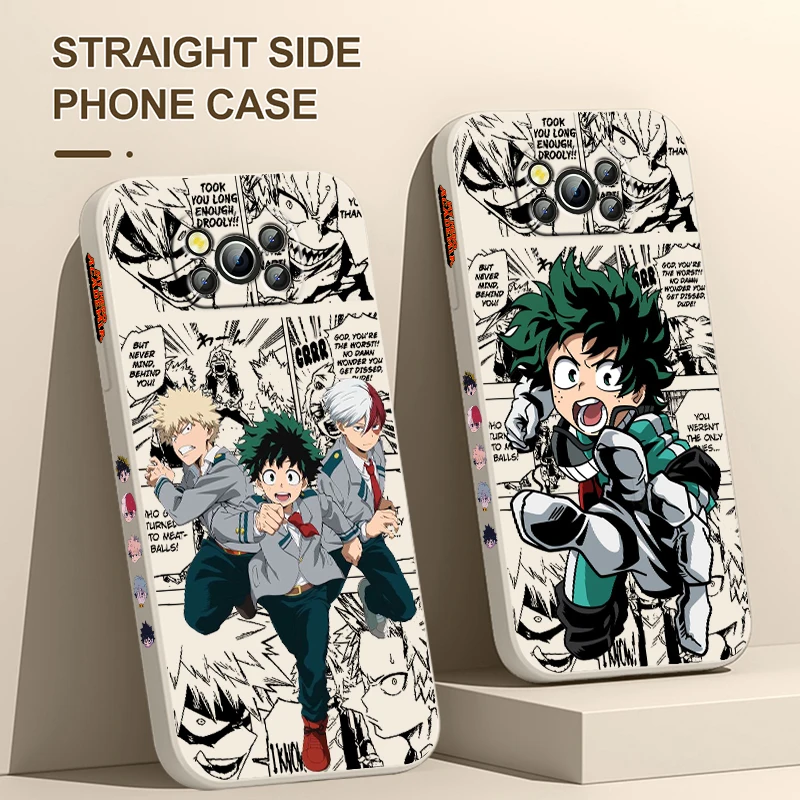 My Hero Academia Midoriya Izuku For Xiaomi Poco Cover For X4 X3 F4 NFC M6 M5 M4 M3 GT S Pro 4G 5G Liquid Left Rope Phone Case