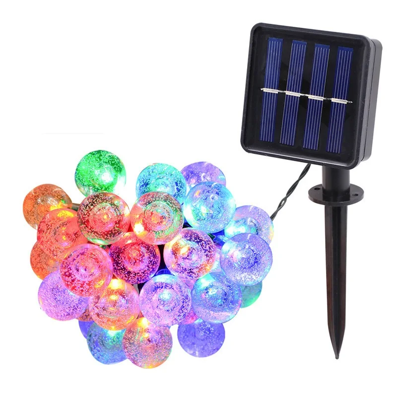 20/30/50LED Solar String Bubble Light 2.4cm Ball Outdoor Waterproof Holiday Decor Courtyard Christmas Garden Wedding Love Lamp