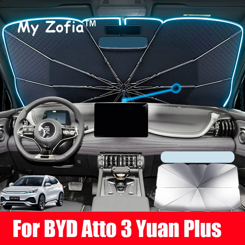 

For BYD Atto 3 Yuan Plus 2024 2025 Car Windshield Sunshade Foldable Umbrella amry Front Heat Insulation Accessories