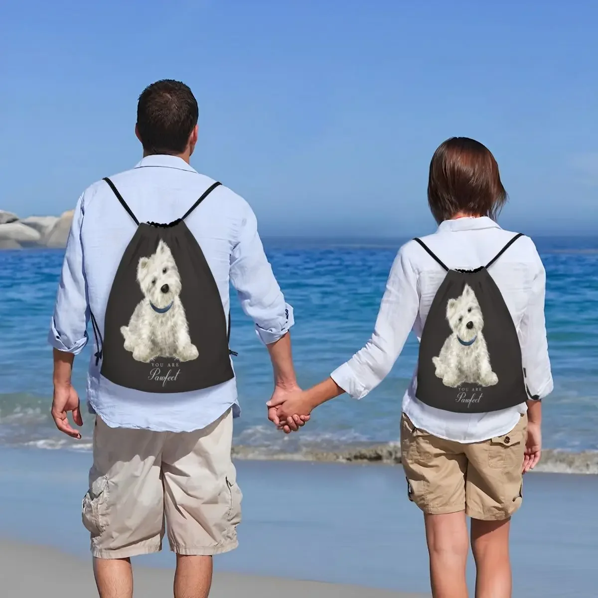 Bolsa personalizada con cordón para perro Westie West Highland White Terrier, mochila deportiva portátil para gimnasio y mujer, almacenamiento de compras