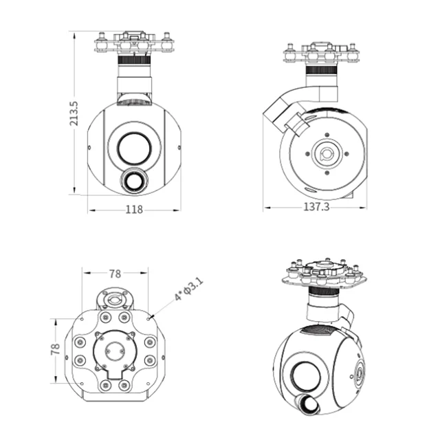 A40T Auto-identificeren Detecteren Objecten GPS Dual-sensor 40x EO Thermische afstandsmeter 3-assige mapping Gimbal AI voor UAV