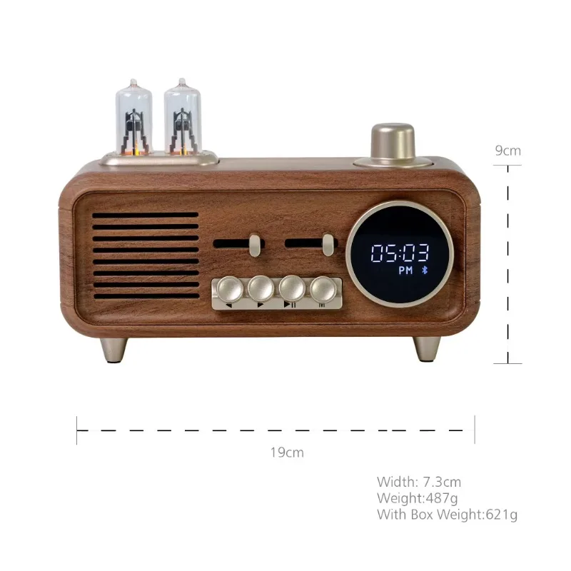 

Classic Vintage Audiophile Sound Time Display Rotary FM Radio Ambient Light Full Range Elegant Music Player Clock Speaker