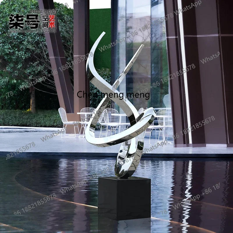 A74Outdoor stainless steel sculpture large abstract ornament outdoor landscape floor art installation