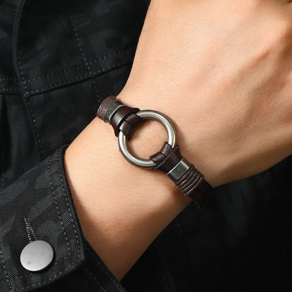 Handmade Genuine Leather Bracelet for Men and Women, Simple Bracelet