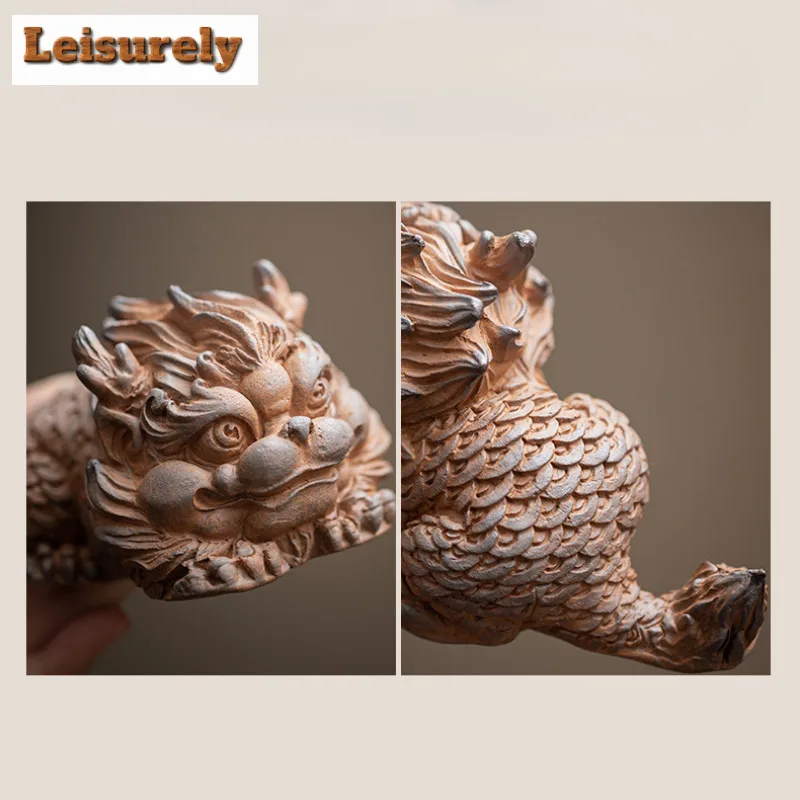 قديم روك الطين لطيف فورتشن كيلين الشاي الحيوانات الأليفة خمر الزهرية المناظر الطبيعية الشاي تمثال اللعب الشاي تمثال الحلي لوازم الحرفية