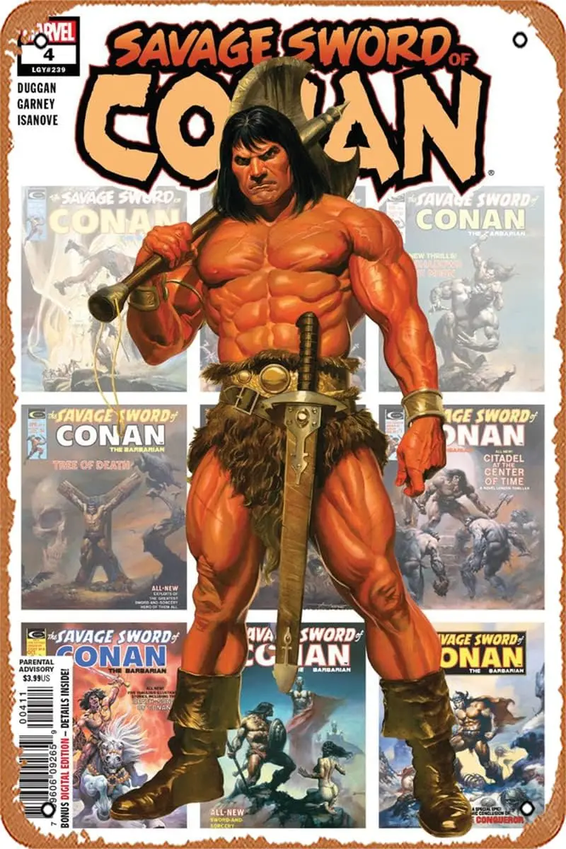 Muecddoa Retro Metal Sign - Savage Sword of Conan (2nd Series) 4 Comic Book NM - Anime Metal Tin Sign film Poster for Music Cafe