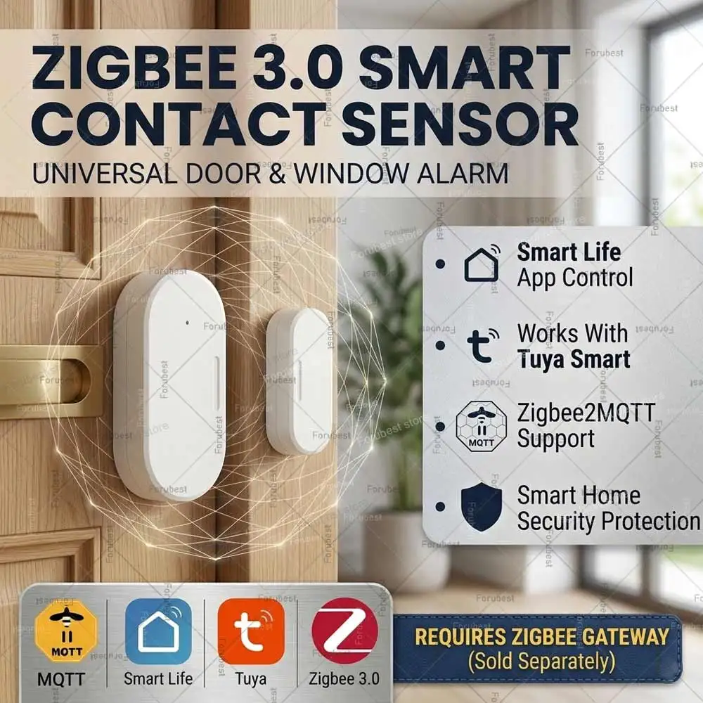 

Умный датчик двери/окна Tuya ZigBee, беспроводная сигнализация для защиты дома, работает с 2MQTT