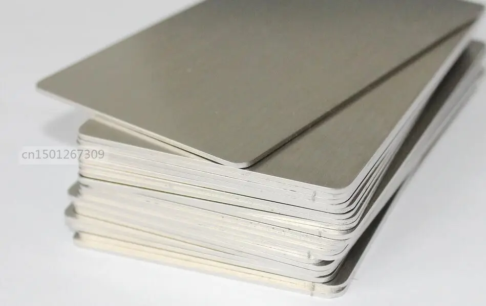 Thick 0.7mm Stainless Steel Blank Silver Tone Metal Business Cards Both Side Brushed Finishing 1/2/5/10/15 -You Choose Quantity