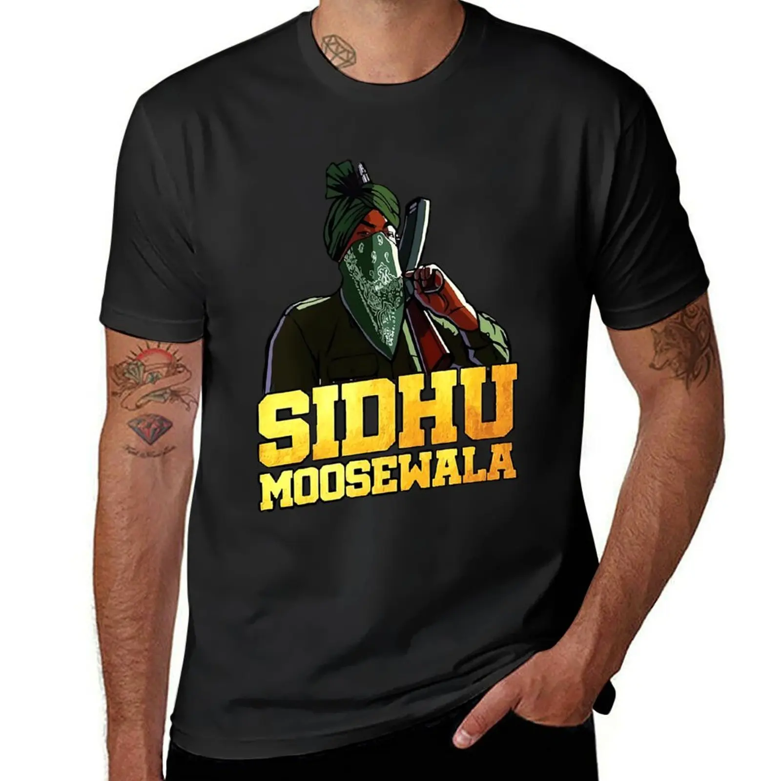 Sidhu Moosewala Art Gun Classic T-Shirt quick-drying funnys t shirts for men cotton