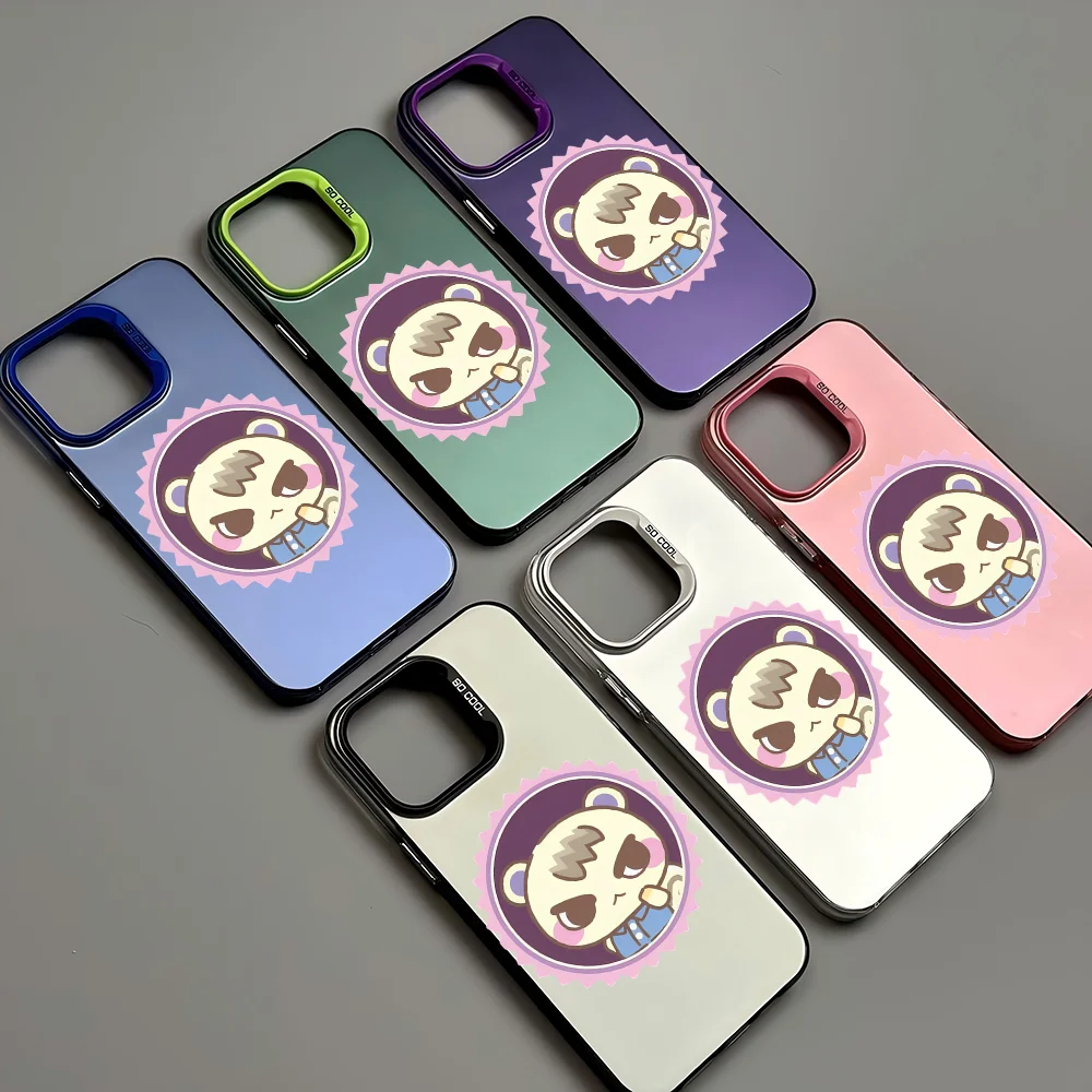 A-AnimalS C-crossing Phone Case IMD Color Silver Shell For IPhone 16 15 14 13 12 11 X XR Pro Max Plus