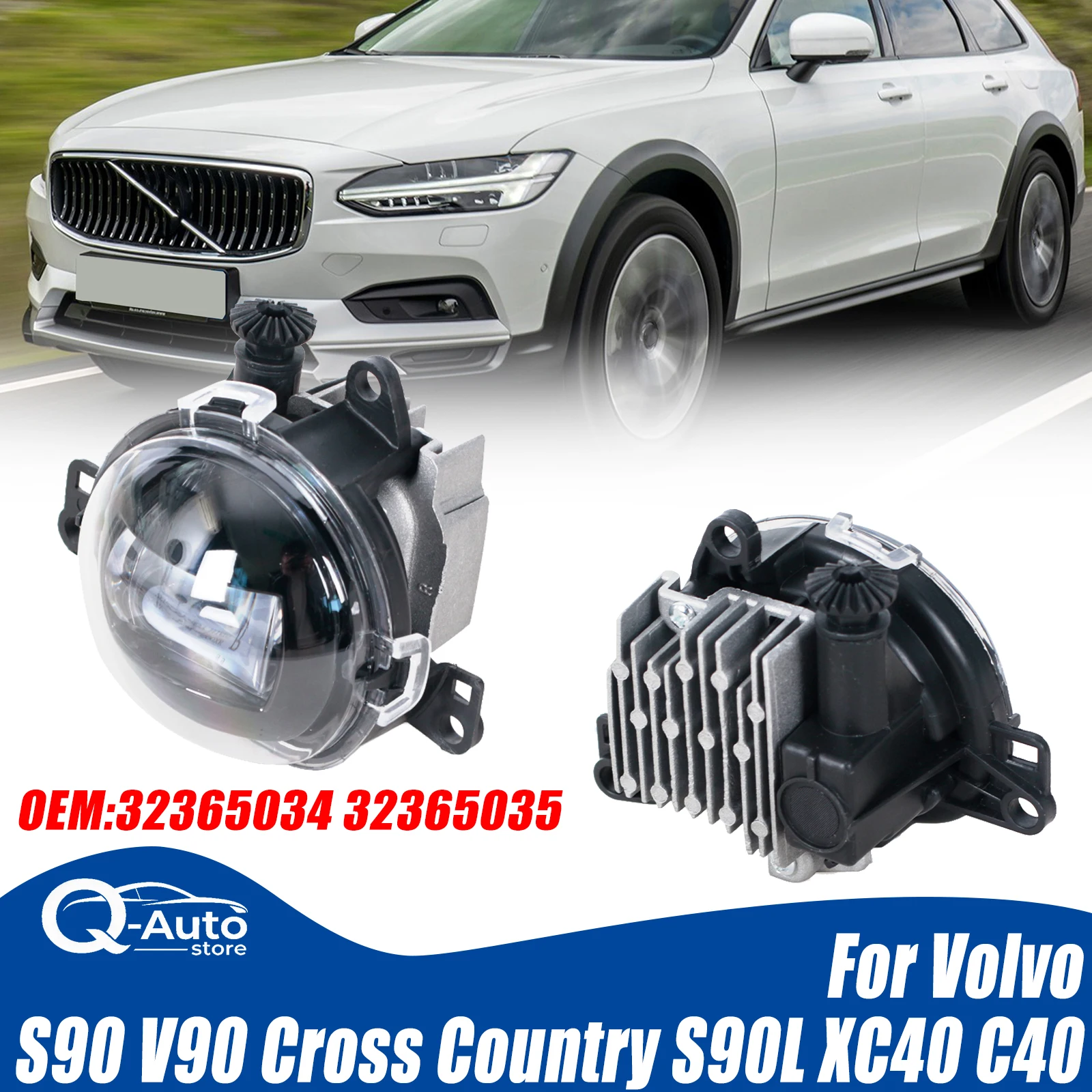 32365034 32365035 LED Car Front Bumper DRL Fog Lamp For Volvo S90 V90 Cross Country S90L XC40 C40 Daytime Running Light