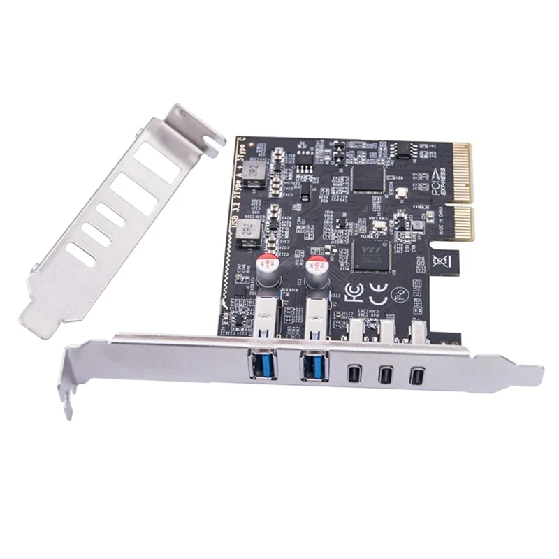 USB PCIE Card 2Port USB3.2 GEN2 USB-A + 3Port Type C 10Gbps Expansion Card PCI-E X4 USB HUB Adapter For Desktop