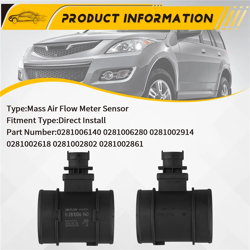0281006140 รถ Mass Air Flow Sensor สําหรับกําแพง Haval JMC Jiangling Kaiyun Isuzu 0281006280 0281002914