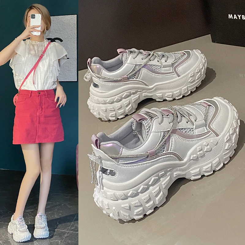 

Women Shoes 2025 New Autumn Trendy Brand Torre Female Thick Sole Increased Casual Flow Reflective Sports Running Trendy Shoes