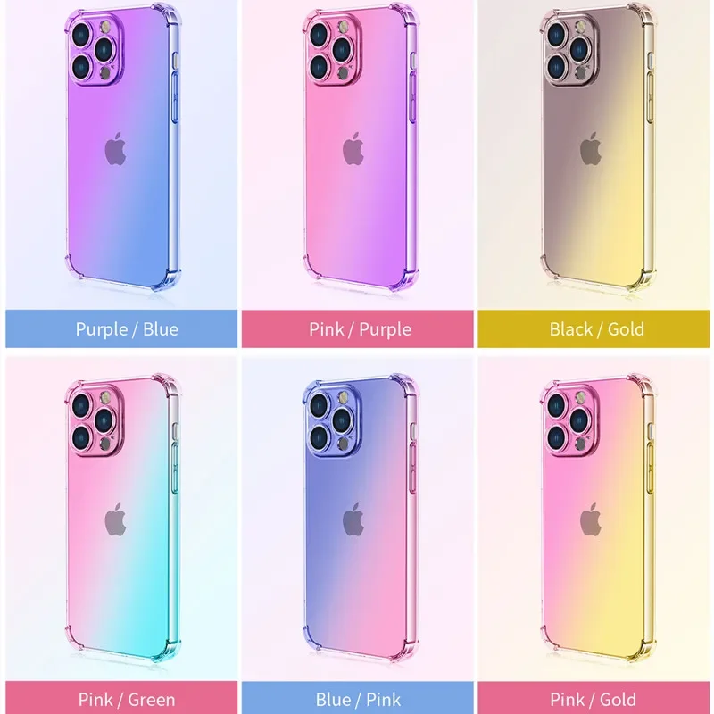 Custodia in TPU con Airbag sfumato per iPhone 16 15 Pro Max 14 Plus 13 12 Mini 11 XR XS Max SE Cover antiurto Fundas Coque Shell