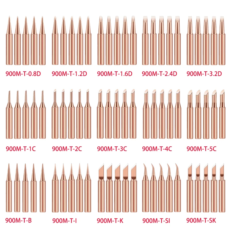 5 قطعة 900M-T سلسلة لحام نصائح لحام خالية من الرصاص لحام تلميح النحاس النقي سبيكة لحام رئيس لحام لحام الملحقات