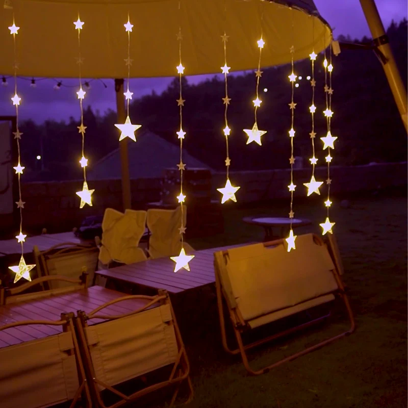 

Solar Waterproof Lamp Outdoor Stars String Lights Timmer Remote Fairy Lights for Garden Patio Gazebo Porch Window Backyard Tent