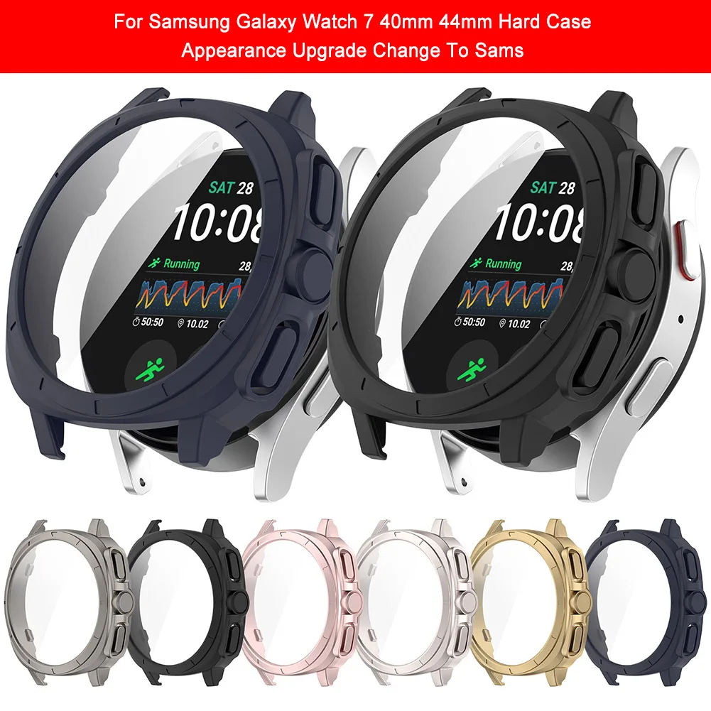 For Samsung Galaxy Watch 7 40mm 44mm PC Case+Tempered Glass Shockproof Bumper Full Cover Screen Protector Anti-Scratch Anti-Drop