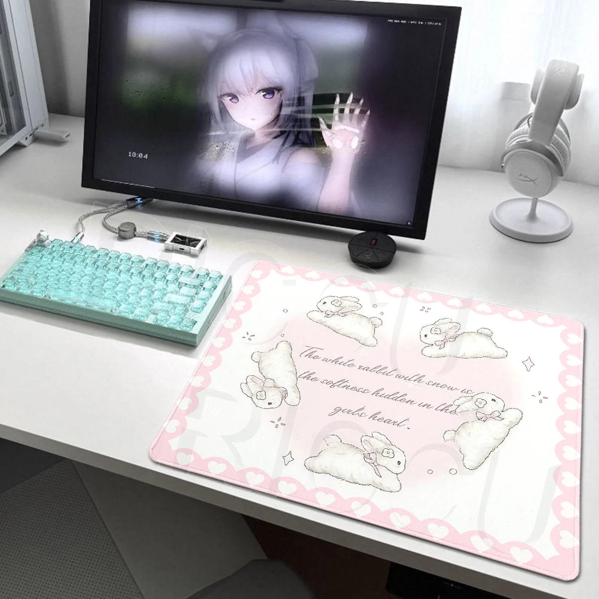 Cute Rabbit And Bear Mouse Pad Love Pattern Office PC Keyboard Mousepad Gamer Small Table Mat Tapis De Souris Desk Accessories