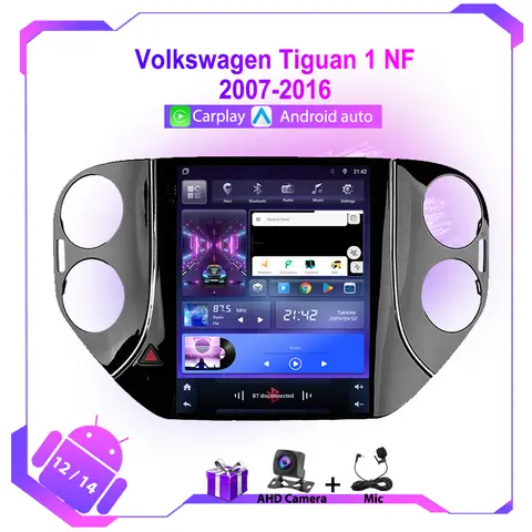 폭스바겐 티구안 1 NF 2007 2016 카플레이, 안드로이드 12, 테슬라 스타일 화면 내비게이션, GPS 멀티미디어 비디오 플레이어