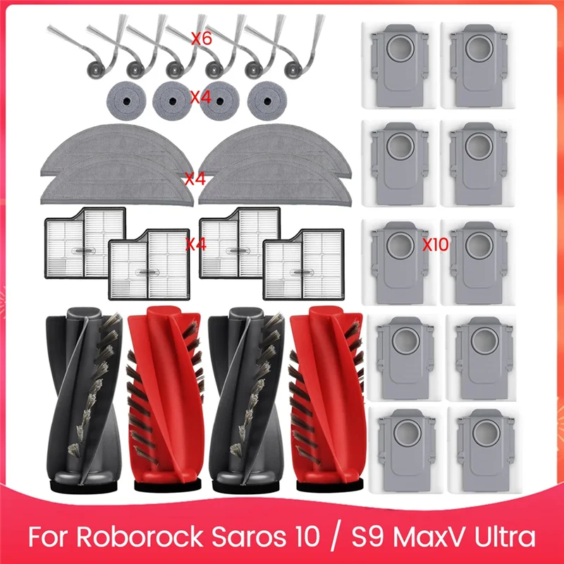 

B01C-для Roborock Saros 10/S9 Maxv Ultra, комплект аксессуаров, основная боковая щетка, фильтр Hepa, швабра, тканевый мешок для пыли