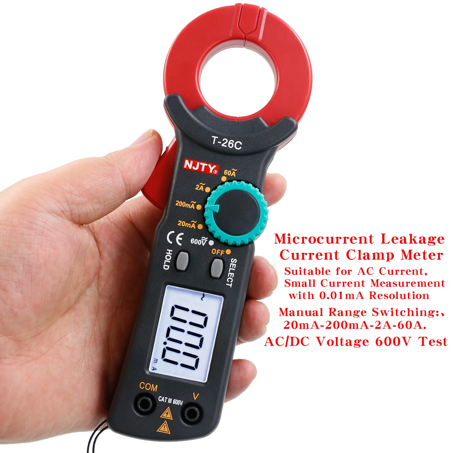 NJTY T26 Electrician-Specific Leakage Current Clamp Meter Electrician Microcurrent Meter (MA, µA) Testing