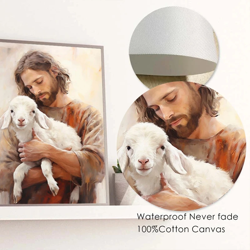 Black and White Jesus Faith Cross on Hill Poster Print Canvas Painting Modern Religious Wall Art HD Picture for Room Home Decor