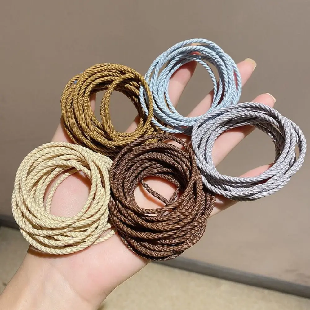 50PCS Versatile Basic Hair Tie Candy Color Twill Hair Band Strong Elasticity Bracelet