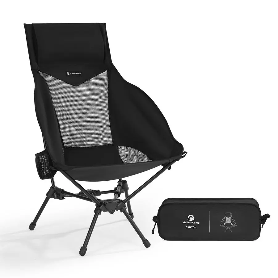 

High Back Camping Chair, Oversized Comfort Design Collapsible Camp Chair with Pillow Black