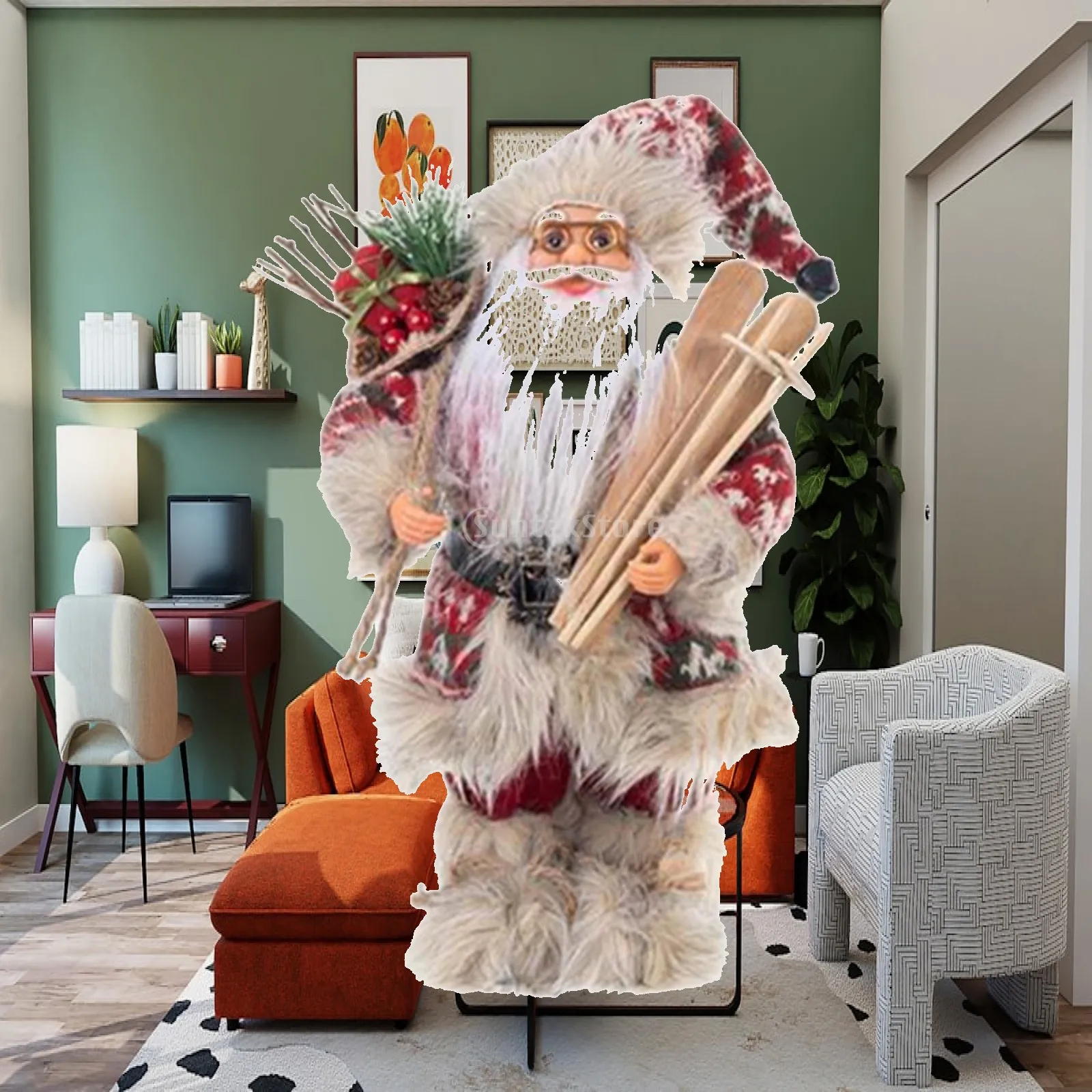Standing Santa Claus Figurine Christmas Decoration for Shop Window Bedroom