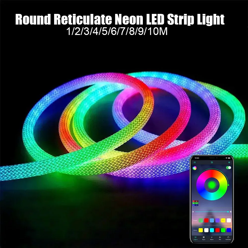 LED Strip Light With USB 5V RGBIC Flexible Silicone LED Neon Light Bluetooth APP Control IP67 Waterproof 360 Luminous Light Stri