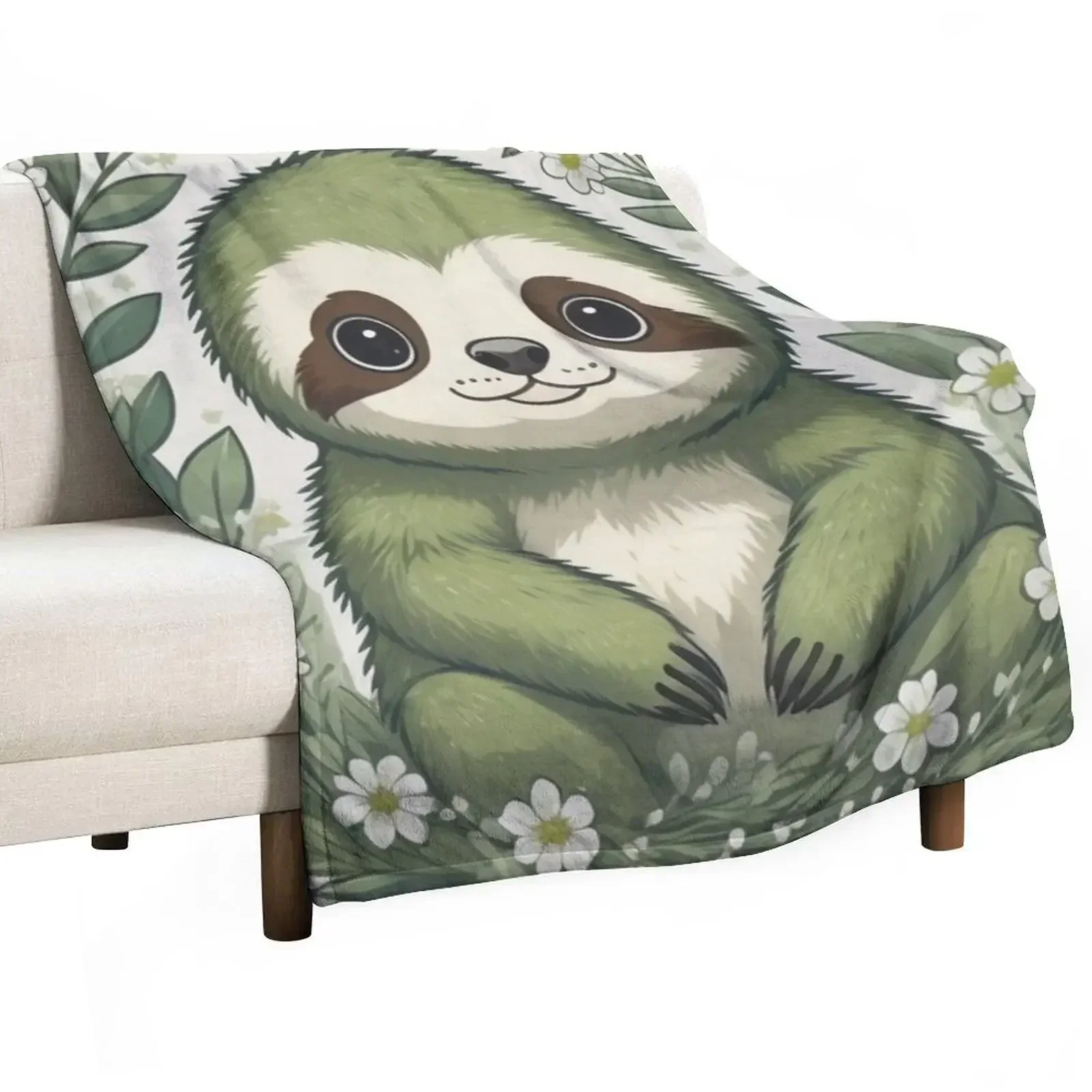 

Cute Sloth in spring funny Throw Blanket Soft Beds funny gift Plaid Loose Blankets