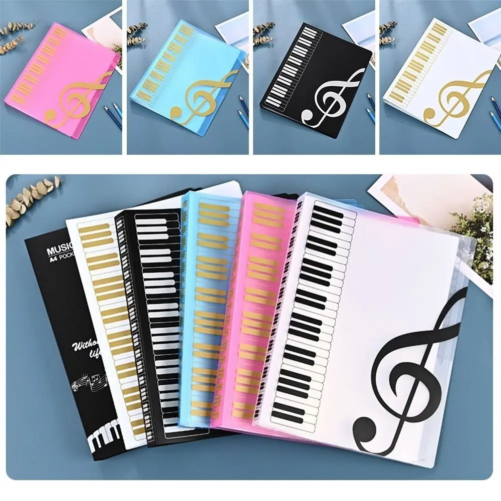 

New PP Guitar Sheet Music Book Folder 40 Pages Storage Organizer Piano Paper Sheets Folder A4 Document Storage Organizer