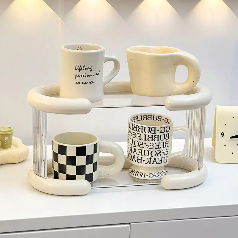 INS Style Acrylic Mug Cup Holder Dustproof Desktop Household Water Cup Storage Rack Tea Set Glass Cup Rack Cosmetics Box 5