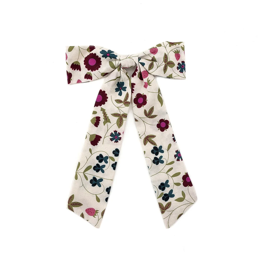 Kwiatowy wzór w kratkę Dziewczęca opaska na głowę Modna opaska do włosów Kolorowa elegancka kokarda do włosów Akcesoria do włosów Elegancka opaska na głowę z kokardką — zdjęcie 5
