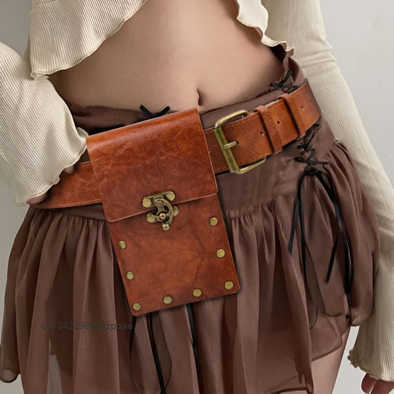 Medieval Vintage Leather Mini Fanny Pack Wallet Bag  Unisex Punk Pirate Belt Bags Halloween Cosplay Costume Accessories 2026